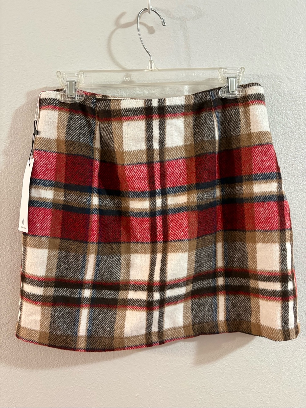 Plaid Mini Skirt in Red and Tan - Women's Skirt NWT medium - Picture 2 of 5